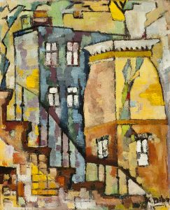 Backyard-1957-oil on hardboard